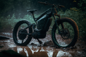 black electric bike in mud